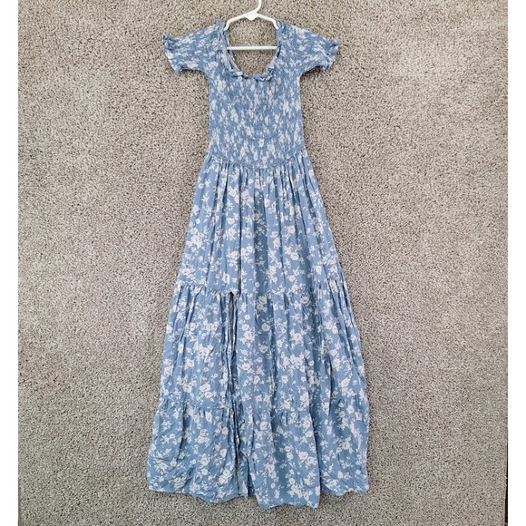 Altar'd State Dresses & Skirts - Altar'd State Maxi Dress Women XS Blue Floral Smocked Boho Cottagecore Rayon